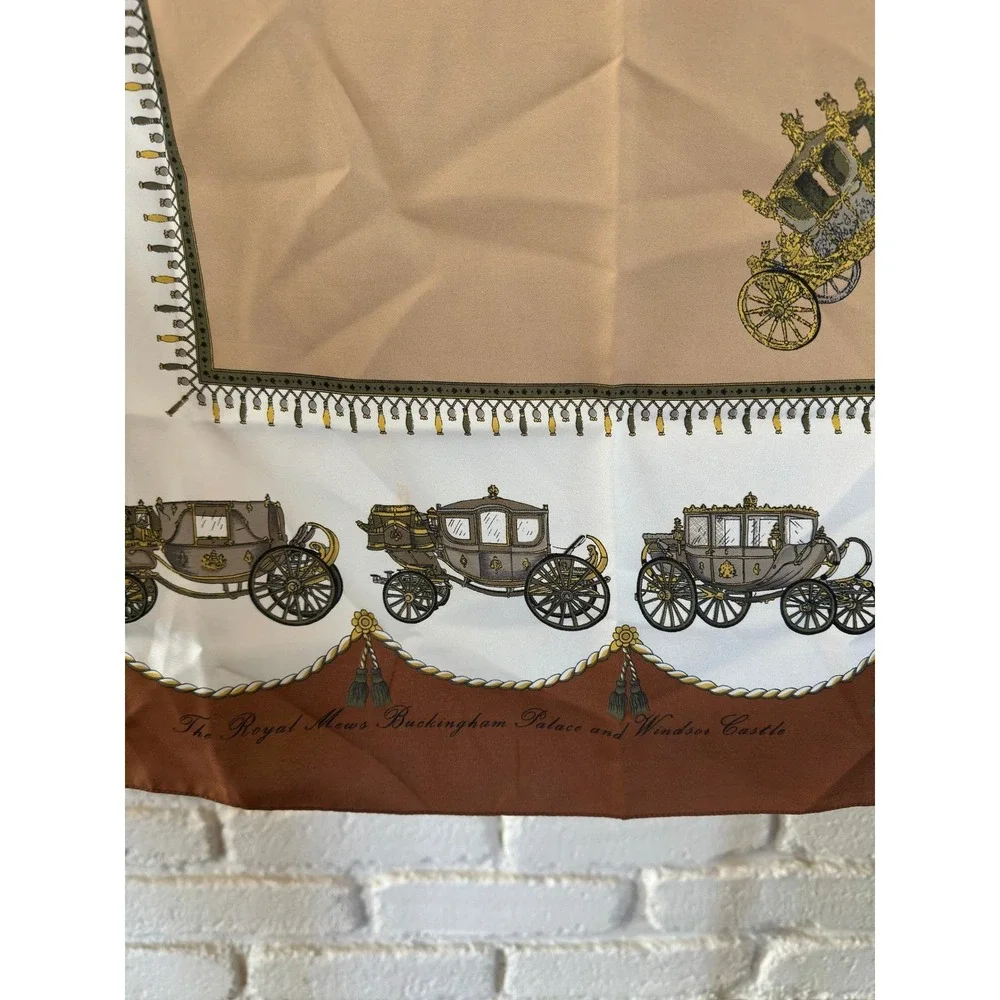 Cornelia‎ James Scarf Brown Royal Mews Carriage Print Polyester 31in Square